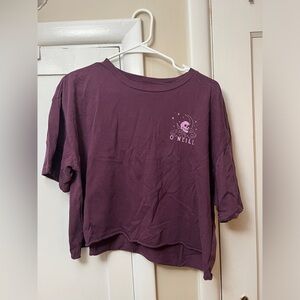 O'Neill Purple Scoop Neck Crop T-Shirt